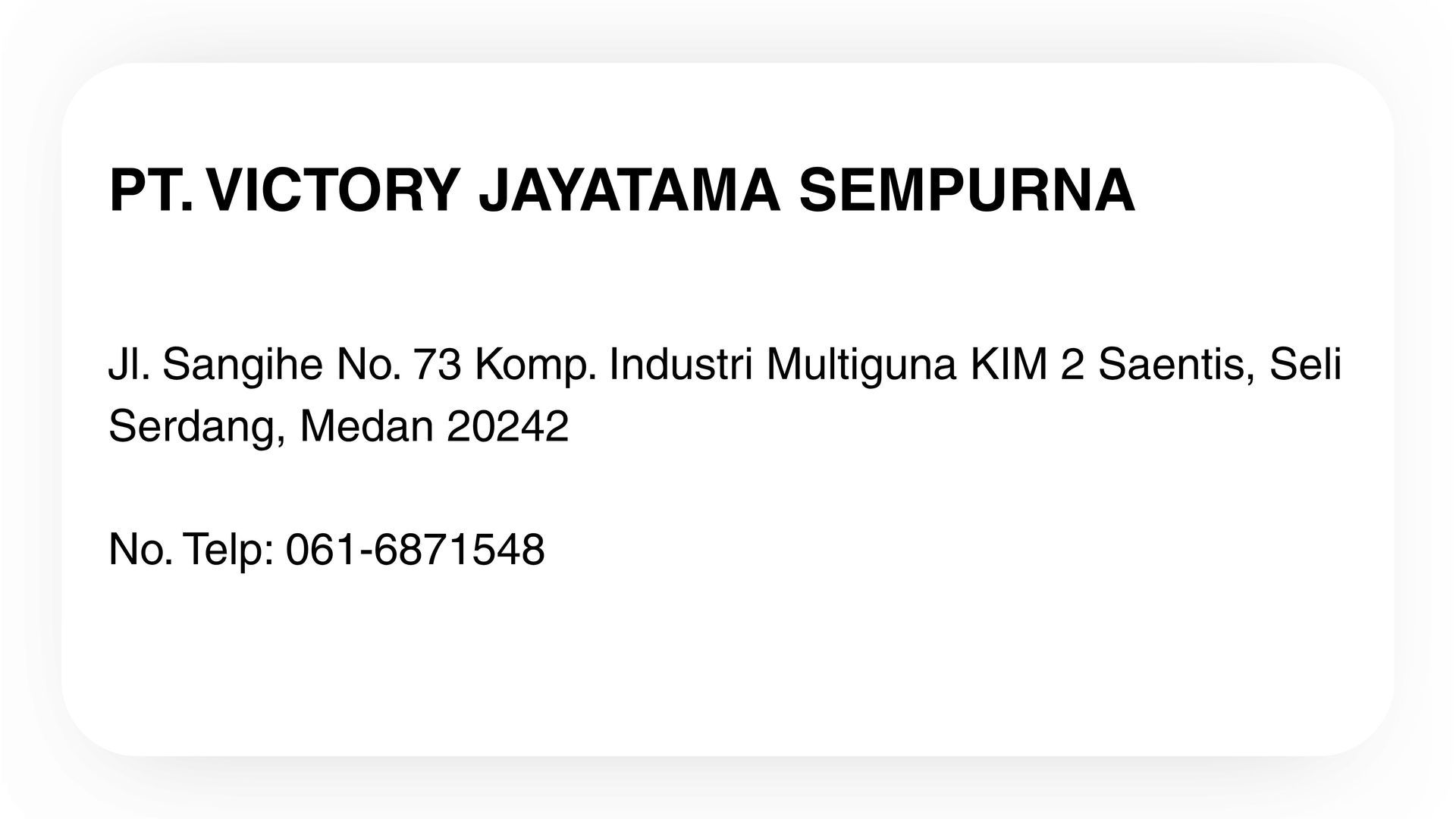 PT. VICTORY JAYATAMA SEMPURNA